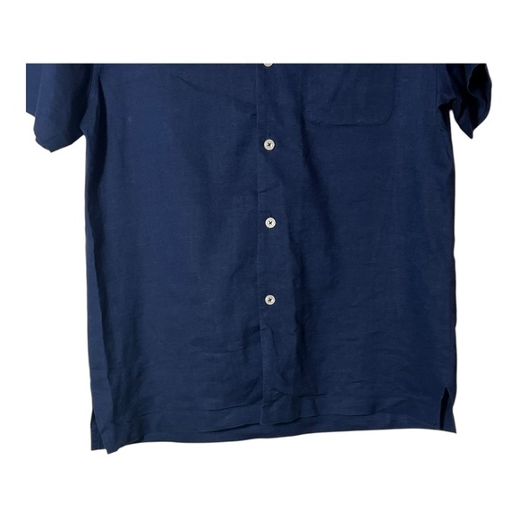 2105. MEN’S TOMMY BAHAMA BUTTON UP SHORT SLEEVE SHIRT SIZE SMALL NAVY BLUE - Picture 4 of 8
